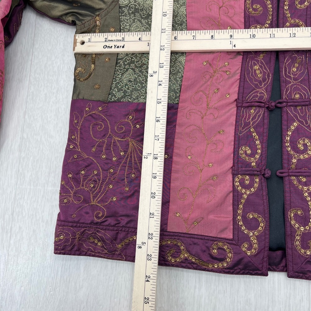 Vintage By Chicos Patchwork Mandarin Jacket Sequi… - image 5
